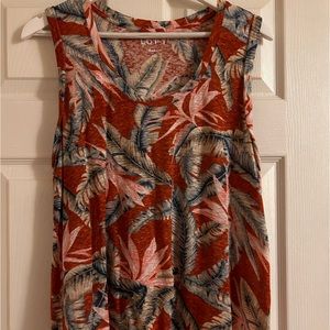 Loft. L. Linen. Sleeveless tee. Floral.